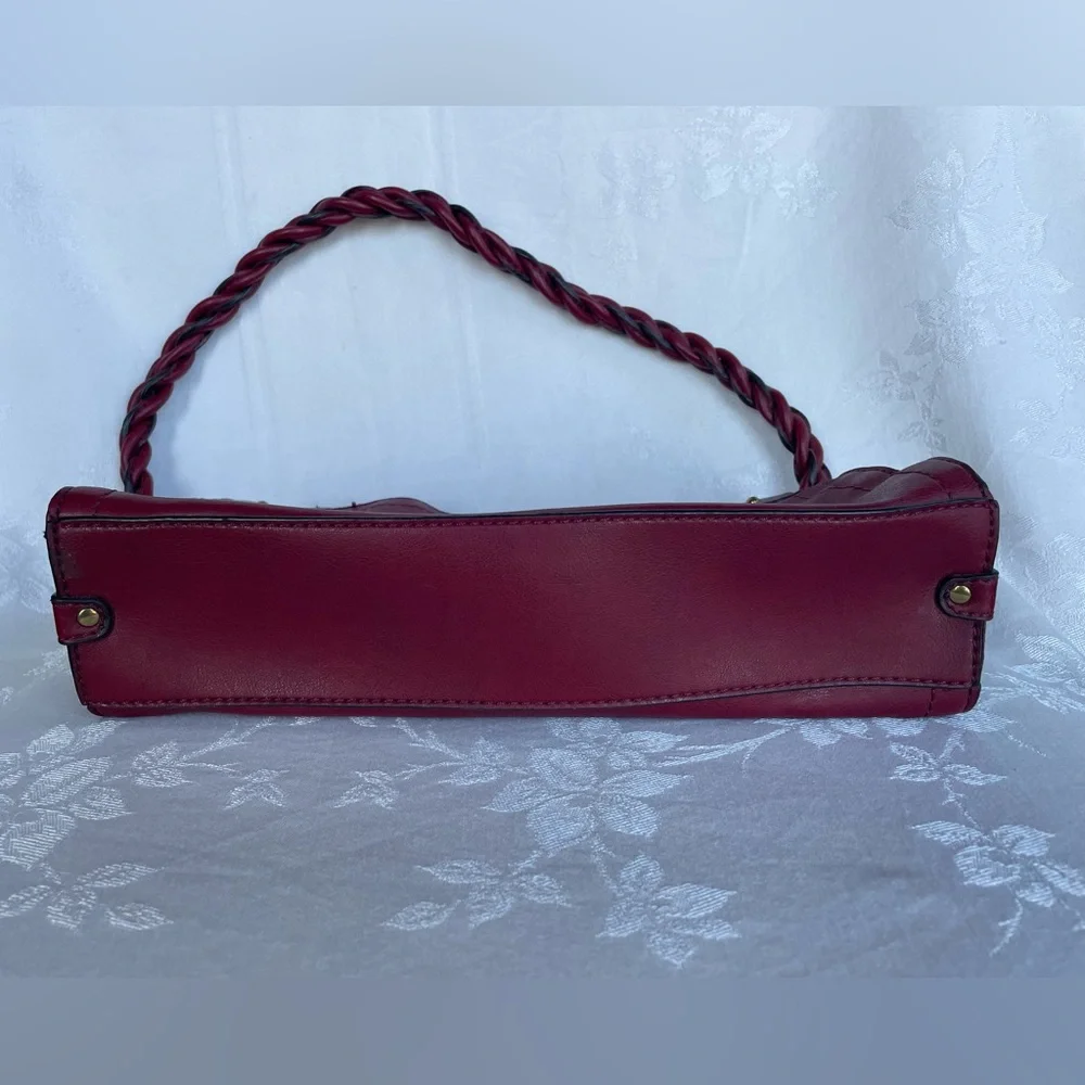 Relic Fossil Windsor Shoulder Bag Purse Vegan Leather Burgundy Braided Strap